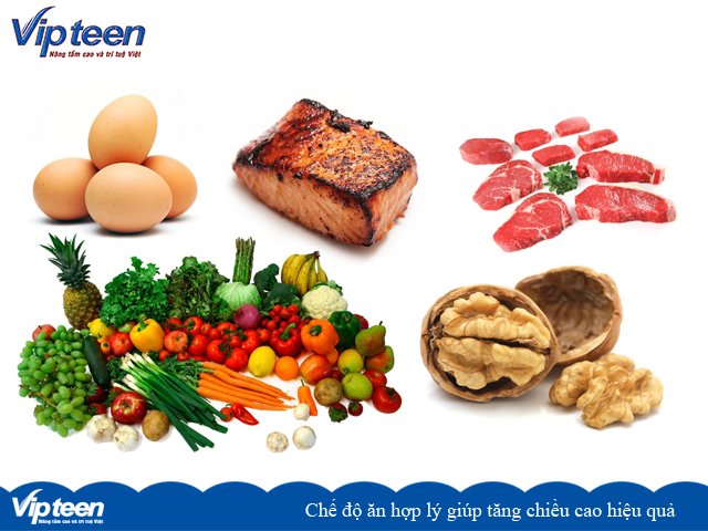 Chế độ ăn hợp lý giúp tăng chiều cao hiệu quả